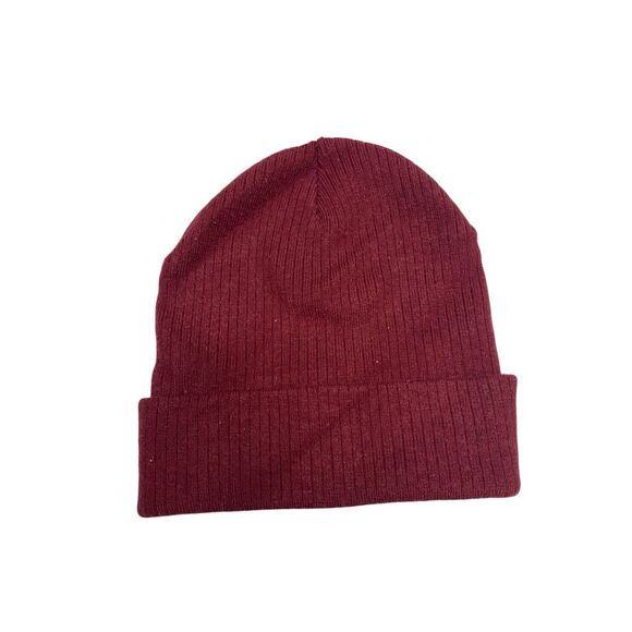 No Brand Accessories - Solid Burgundy Knit Cuffed Beanie Hat Adult Unisex Winter Soft Ribbed Cap Snow